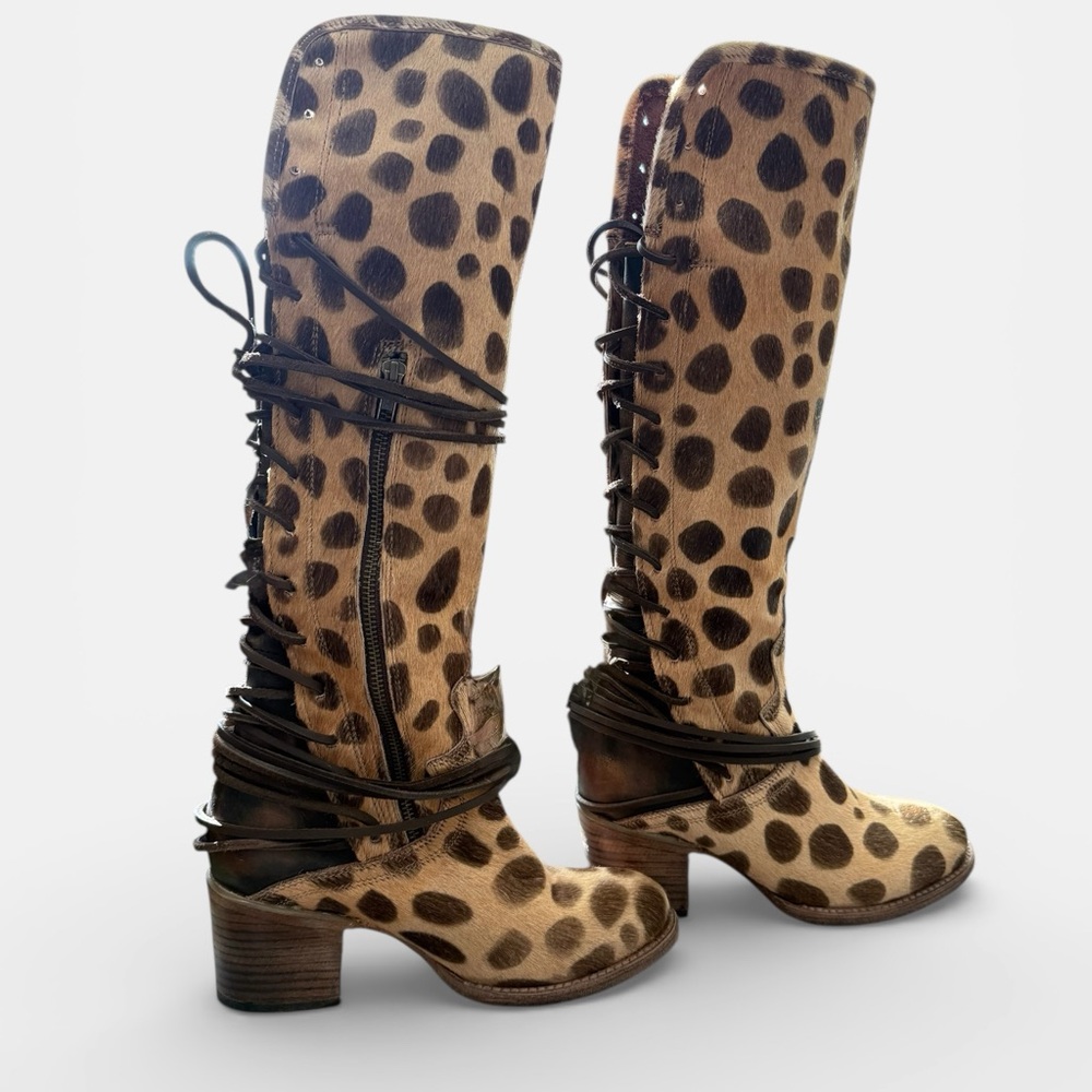 NEW in Box FREEBIRD by Steven Coal Leopard Corset Knee Boots 8 - Picture 4 of 16